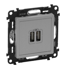 Розетка USB Legrand 753612 Valena Life, алюміній, пластик, для врізного монтажу