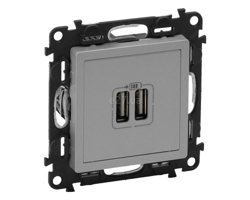Розетка USB Legrand 753612 Valena Life, алюміній, пластик, для врізного монтажу