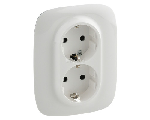 Розетка подвійна 220В Legrand 753726 Valena Allure, білий, пластик, із заземленням, Schuko, без захисної кришки, зі шторками, для врізного монтажу