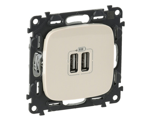 Розетка USB Legrand 754996 Valena Allure, слонова кістка, пластик, для врізного монтажу