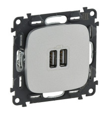 Розетка USB Legrand 754997 Valena Allure, алюміній, пластик, для врізного монтажу