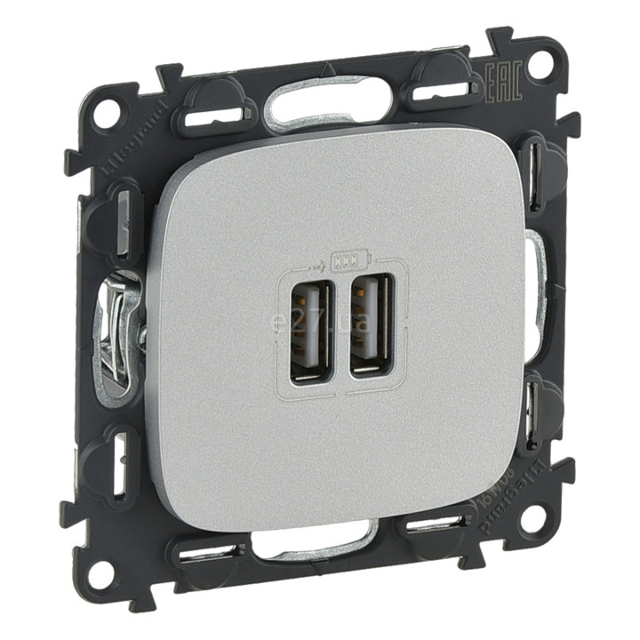 Розетка USB Legrand 754997 Valena Allure, алюміній, пластик, для врізного монтажу · Legrand · legrand-754997