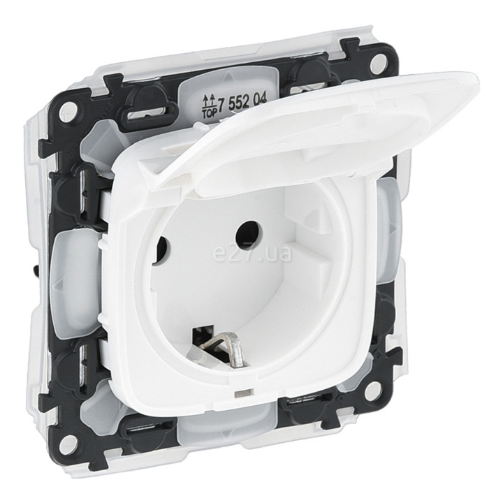Розетка 220В Legrand 755204 Valena Allure, білий, пластик, із заземленням, Schuko, ip44, із захисною кришкою, зі шторками, для врізного монтажу · Legrand · legrand-755204