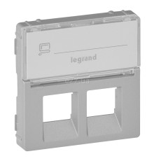 Лицьова панель розетки RJ11 і RJ45 Legrand 755482 Valena Life, алюміній, пластик