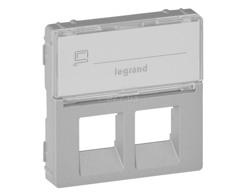Лицьова панель розетки RJ11 і RJ45 Legrand 755482 Valena Life, алюміній, пластик