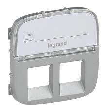 Лицьова панель розетки RJ11 і RJ45 Legrand 755487 Valena Allure, алюміній, пластик