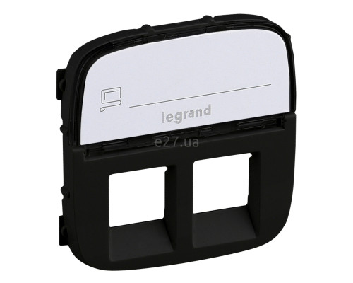 Лицьова панель розетки RJ11 і RJ45 Legrand 755488 Valena Allure, антрацит, пластик