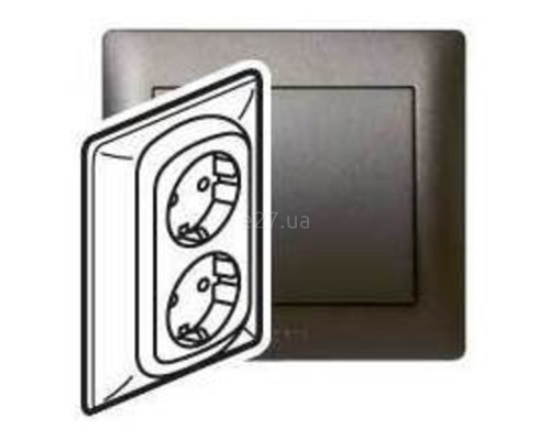 Розетка подвійна 220В Legrand 771230 Galea Life, dark bronze, із заземленням, Schuko, без захисної кришки