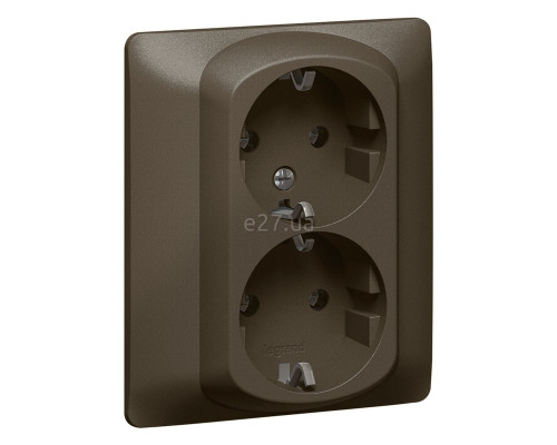 Розетка подвійна 220В Legrand 771231 Galea Life, dark bronze, із заземленням, Schuko, без захисної кришки