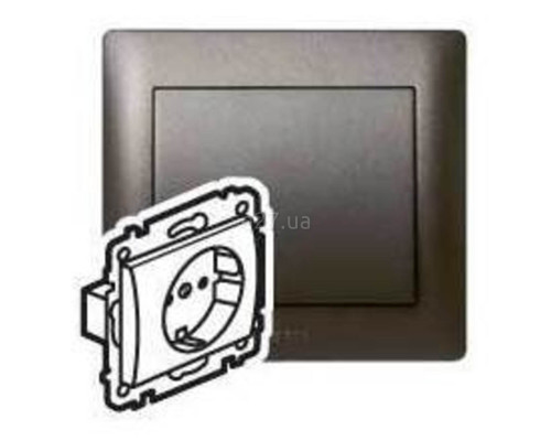 Розетка 220В Legrand 771263 Galea Life, dark bronze, із заземленням, Schuko