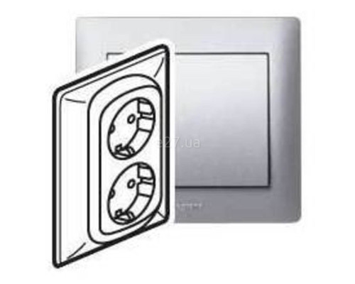 Розетка подвійна 220В Legrand 771330 Galea Life, алюміній, із заземленням, Schuko, без захисної кришки