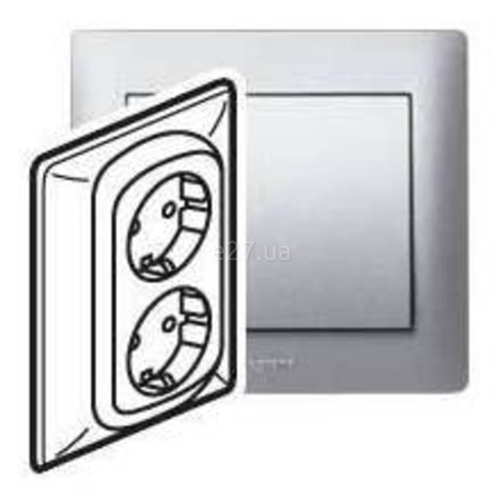 Розетка подвійна 220В Legrand 771330 Galea Life, алюміній, із заземленням, Schuko, без захисної кришки · Legrand · legrand-771330