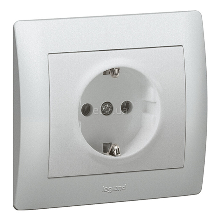 Розетка 220В Legrand 771362 Galea Life, алюміній, із заземленням, Schuko · Legrand · legrand-771362