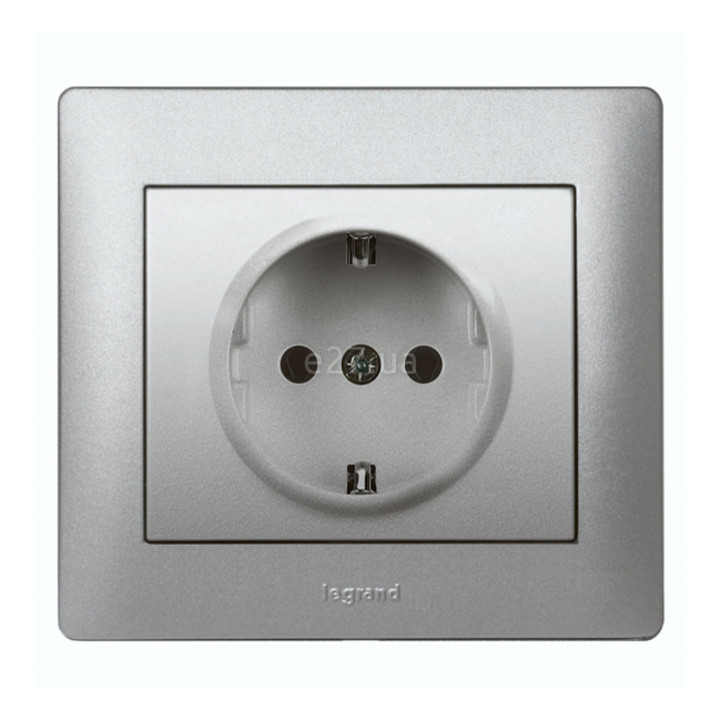 Розетка 220В Legrand 771364 Galea Life, алюміній, із заземленням, Schuko · Legrand · legrand-771364