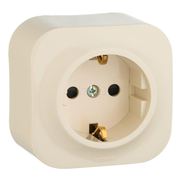 Розетка 220В Legrand 782250 Quteo, слонова кістка, із заземленням, Schuko · Legrand · legrand-782250