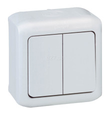 Перемикач прохідний 2-клавішний Legrand 782361 Quteo IP44, білий