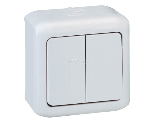 Перемикач прохідний 2-клавішний Legrand 782361 Quteo IP44, білий