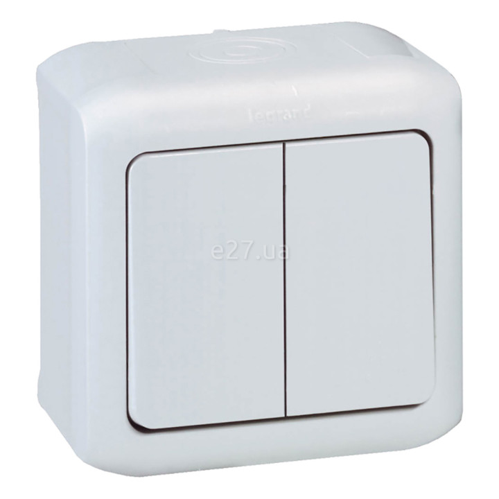 Перемикач прохідний 2-клавішний Legrand 782361 Quteo IP44, білий · Legrand · legrand-782361