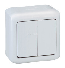 Вимикач 2-клавішний Legrand 782362 Quteo IP44, білий