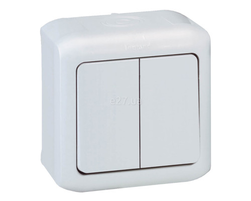 Вимикач 2-клавішний Legrand 782362 Quteo IP44, білий