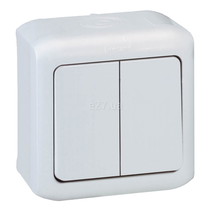 Вимикач 2-клавішний Legrand 782362 Quteo IP44, білий · Legrand · legrand-782362