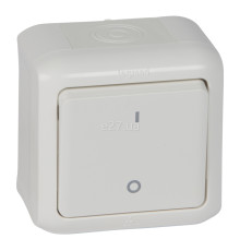 Вимикач 1-клавішний Legrand 782366 Quteo IP44, білий