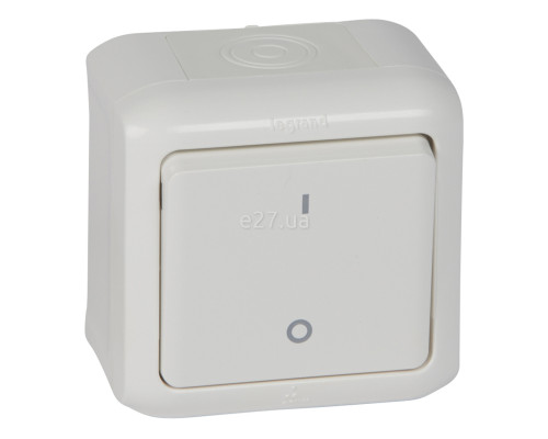 Вимикач 1-клавішний Legrand 782366 Quteo IP44, білий
