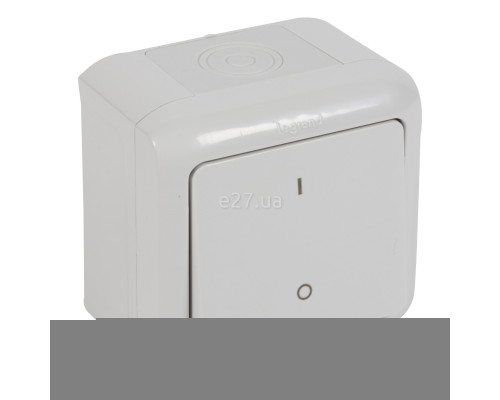 Вимикач 1-клавішний Legrand 782386 Quteo IP44, сірий