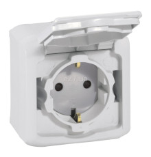 Розетка 220В Legrand 782393 Quteo IP44, сірий, із заземленням, Schuko