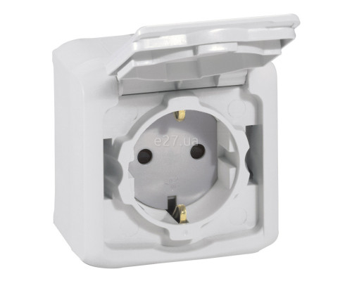Розетка 220В Legrand 782393 Quteo IP44, сірий, із заземленням, Schuko