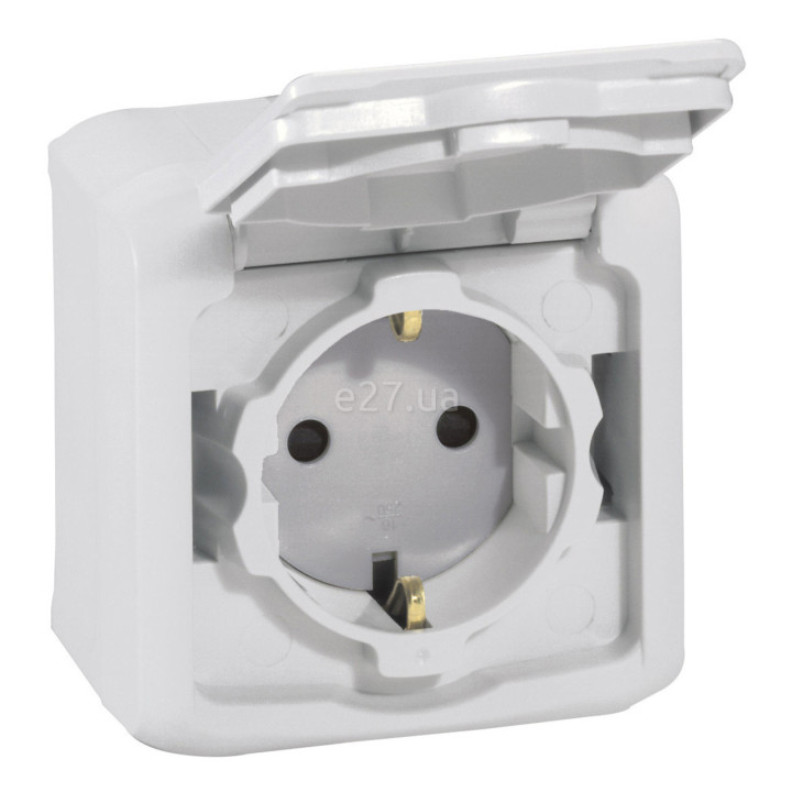 Розетка 220В Legrand 782393 Quteo IP44, сірий, із заземленням, Schuko · Legrand · legrand-782393