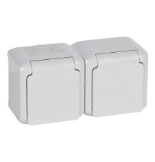 Розетка 220В Legrand 782394 Quteo IP44, сірий, із заземленням, Schuko