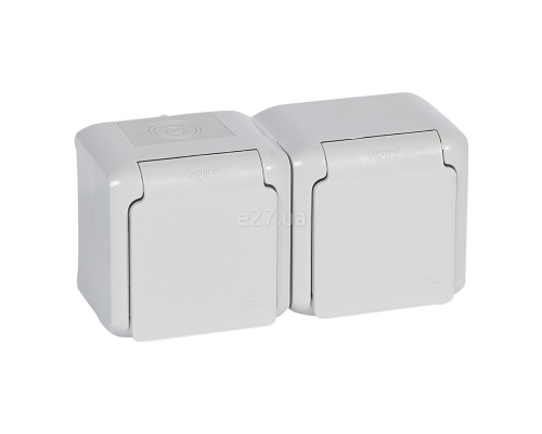 Розетка 220В Legrand 782394 Quteo IP44, сірий, із заземленням, Schuko