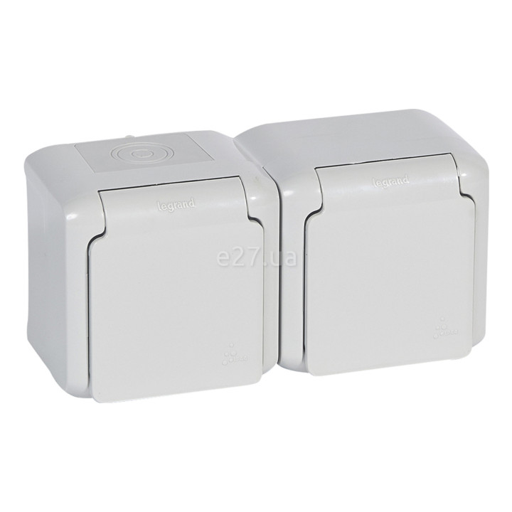 Розетка 220В Legrand 782394 Quteo IP44, сірий, із заземленням, Schuko · Legrand · legrand-782394