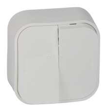 Вимикач 2-клавішний Legrand 782402 Quteo, білий