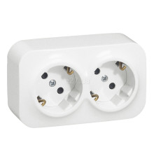 Розетка подвійна 220В Legrand 782413 Quteo, білий, із заземленням, Schuko, без захисної кришки