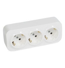 Розетка потрійна 220В Legrand 782418 Quteo, білий, із заземленням, Schuko, без захисної кришки
