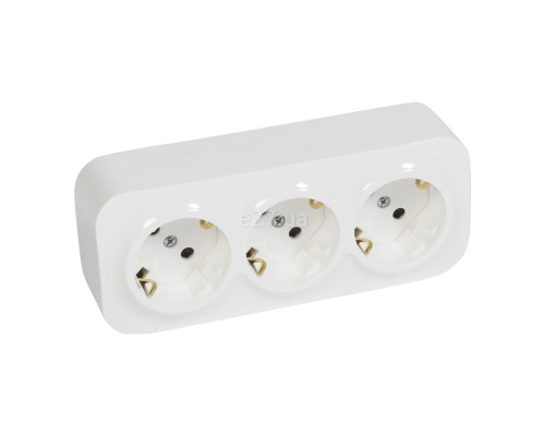 Розетка потрійна 220В Legrand 782418 Quteo, білий, із заземленням, Schuko, без захисної кришки