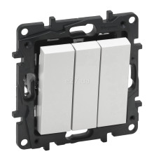 Вимикач 3-клавішний Legrand 863103 Niloe Step, 20A, білий, пластик, без підсвітки та індикації, для врізного монтажу