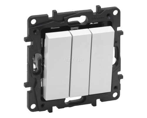 Вимикач 3-клавішний Legrand 863103 Niloe Step, 20A, білий, пластик, без підсвітки та індикації, для врізного монтажу
