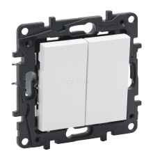 Вимикач 2-клавішний Legrand 863105 Niloe Step, 10A, білий, пластик, без підсвітки та індикації, для врізного монтажу