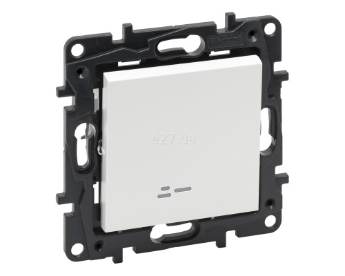 Вимикач 1-клавішний Legrand 863111 Niloe Step, 10A, білий, пластик, з підсвіткою, для врізного монтажу