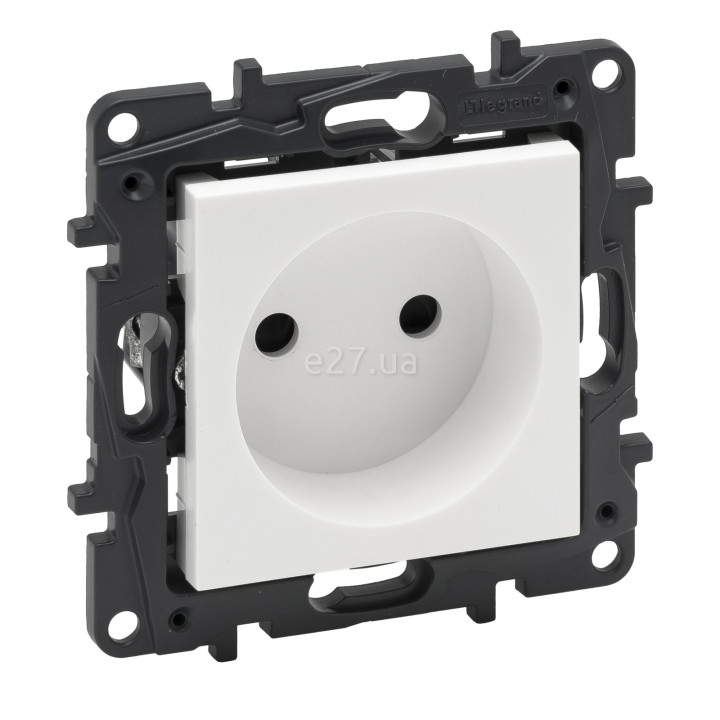 Розетка 220В Legrand 863119 Niloe Step, 16A, білий, пластик, без заземлення, без захисної кришки, без шторок, для врізного монтажу · Legrand · legrand-863119