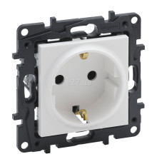 Розетка 220В Legrand 863121 Niloe Step, 16A, білий, пластик, із заземленням, Schuko, без захисної кришки, без шторок, для врізного монтажу
