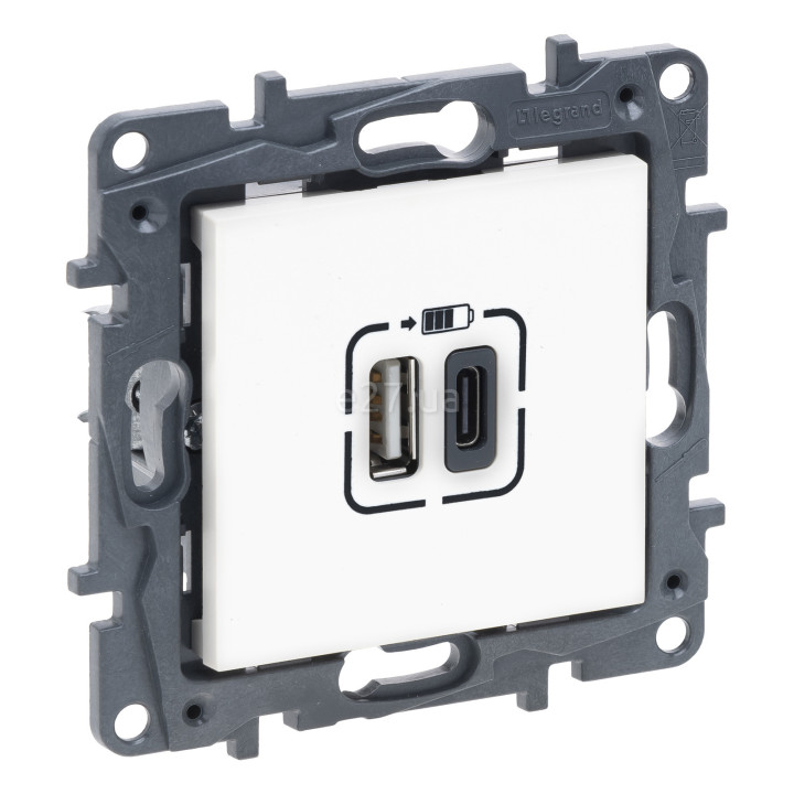Розетка USB Legrand 863140 Niloe Step, білий, пластик, для врізного монтажу · Legrand · legrand-863140
