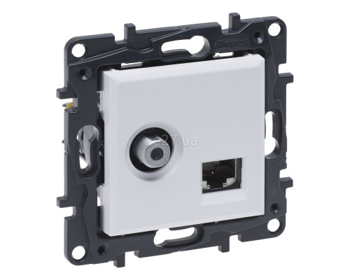Розетка TV і RJ45 Legrand 863177 Niloe Step, білий, пластик, для врізного монтажу