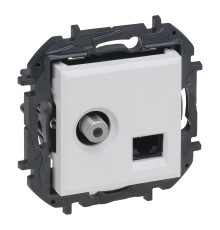 Розетка TV і RJ45 Legrand 863177B NILOE STEP Розетка комбінована TV тип F та RJ45 CAT6 UTP, білий, для врізного монтажу