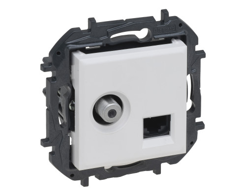 Розетка TV і RJ45 Legrand 863177B NILOE STEP Розетка комбінована TV тип F та RJ45 CAT6 UTP, білий, для врізного монтажу