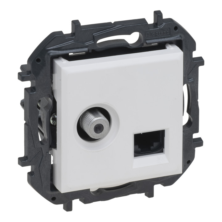 Розетка TV і RJ45 Legrand 863177B NILOE STEP Розетка комбінована TV тип F та RJ45 CAT6 UTP, білий, для врізного монтажу · Legrand · legrand-863177b