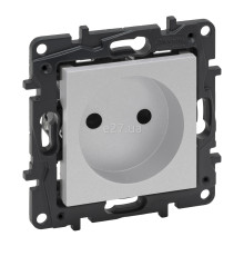 Розетка 220В Legrand 863319 Niloe Step, 16A, алюміній, пластик, без заземлення, без захисної кришки, без шторок, для врізного монтажу